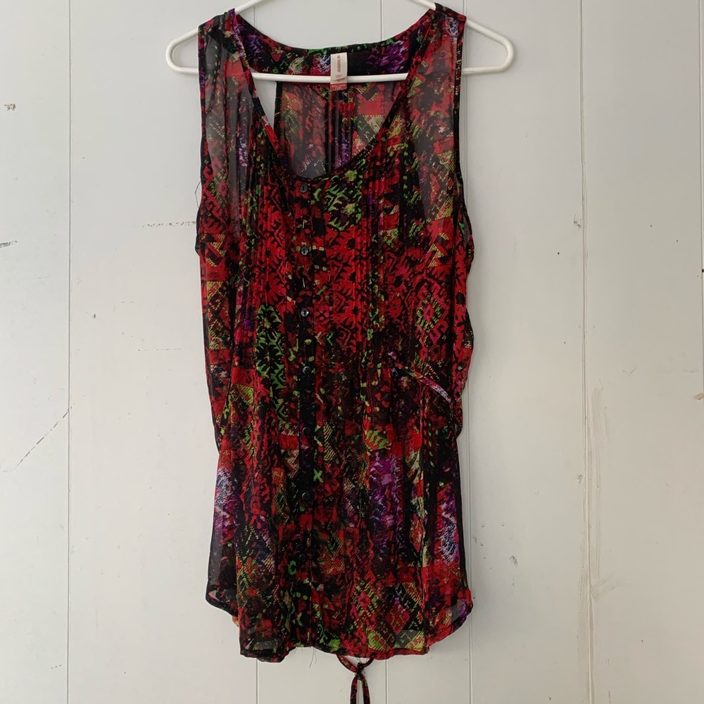 No Boundaries Sheer Button Down Blouse